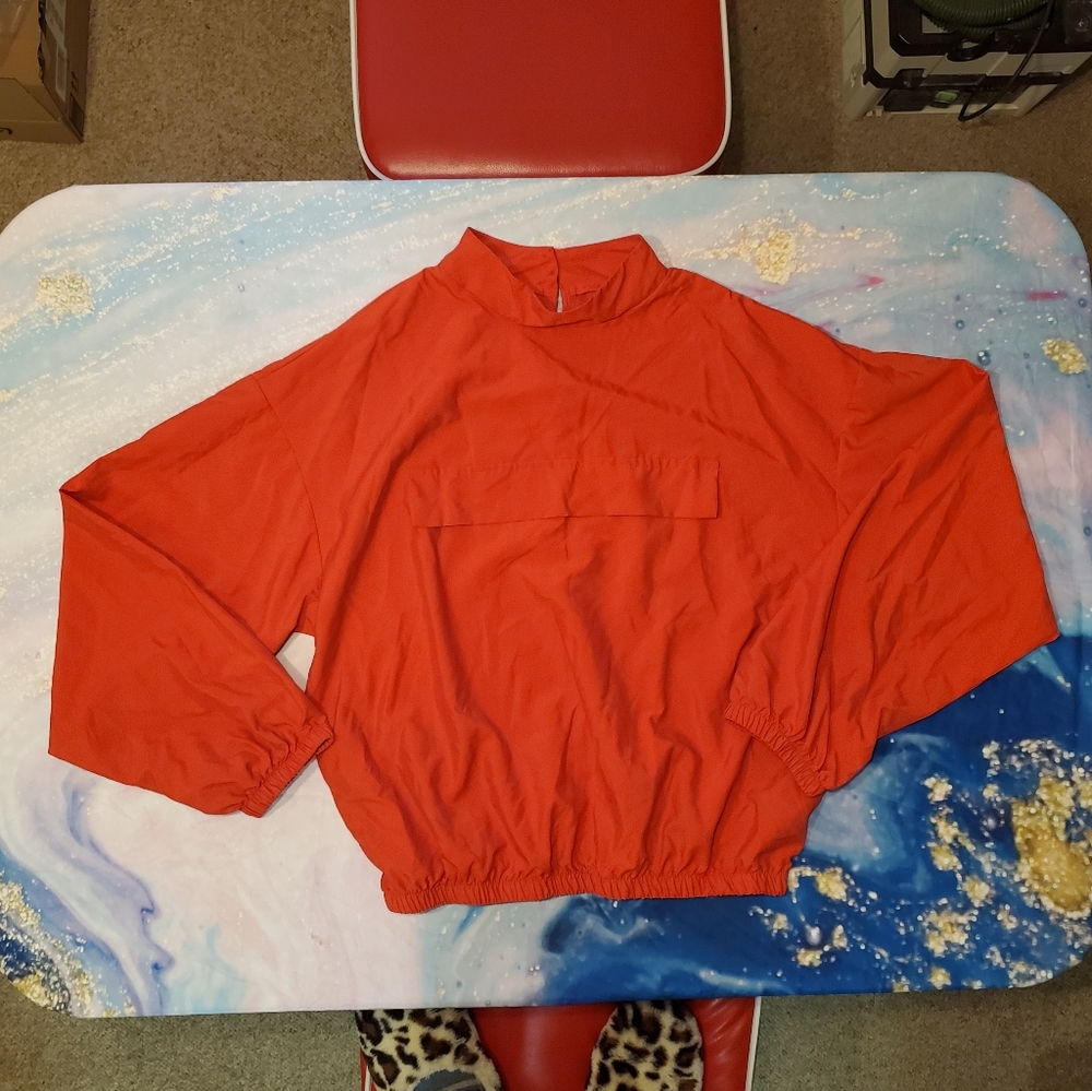 Red Cropped Windbreaker